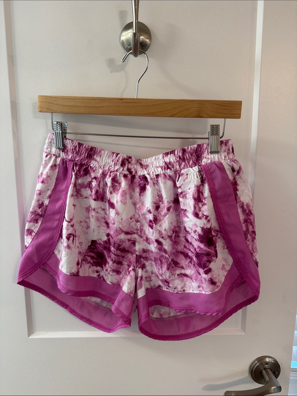 Juicy Couture Sport Tie Dye Running Shorts Pink Purple Lined‎ Women’s M